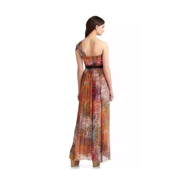BCBG MaxAzria Inga One-Shoulder Silk Dress in begonia color. NWOT, Size 10. - Picture 2 of 11